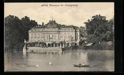 AK Ludwigsburg, Schloss Monrepos mit Teich