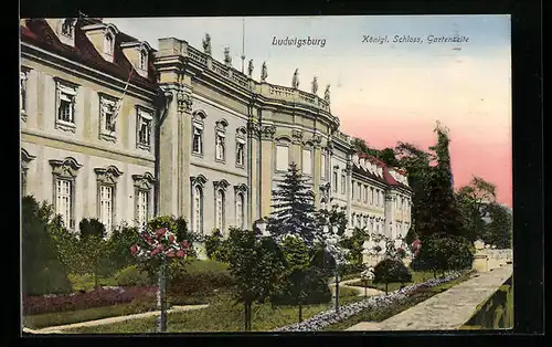 AK Ludwigsburg, Königl. Schloss, Gartenseite