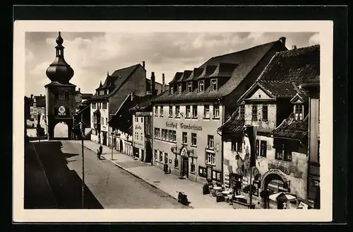 AK Saalfeld /Saale, Blankenburger Strasse und Loch, Gasthof Gambrinus