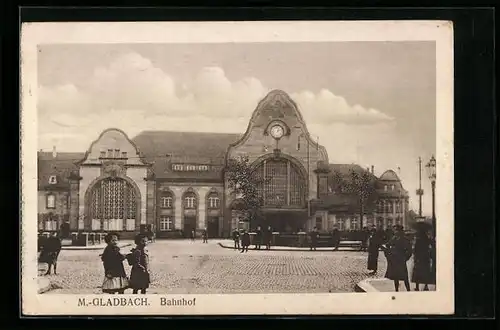 AK M.-Gladbach, Blick auf den Bahnhof