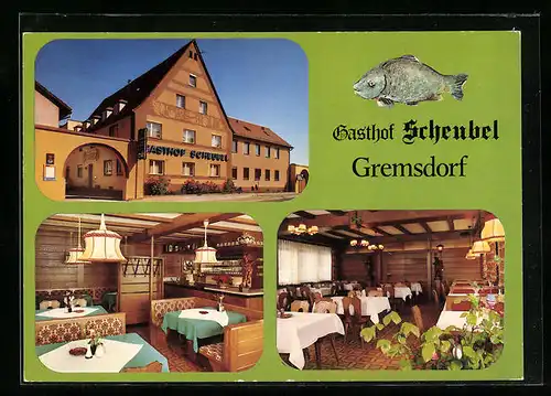 AK Gremsdorf, Gasthof Scheubel, Innenansichten