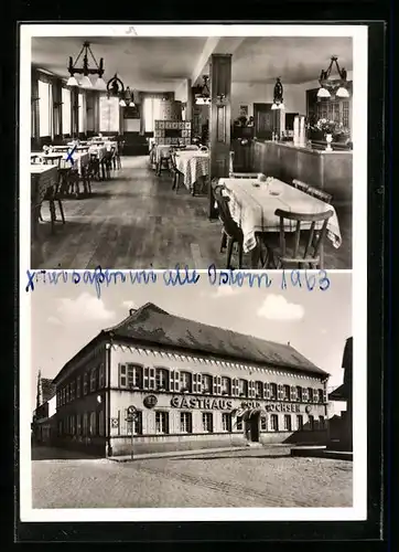 AK Maikammer an der Weinstrasse, Gasthaus u. Metzgerei Zum Goldenen Ochsen, Innenansicht