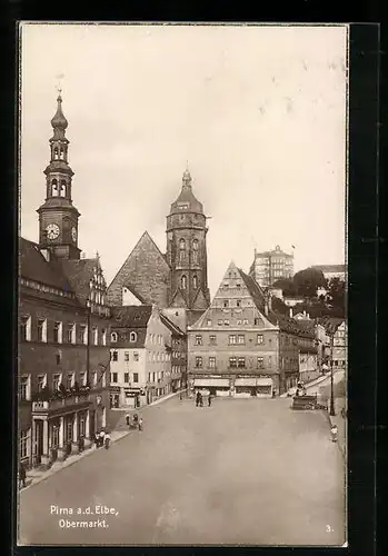 AK Pirna a.d. Elbe, Obermarkt, Rathaus
