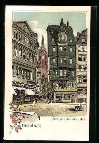 Lithographie Alt-Frankfurt, Blick nach dem Alten Markt