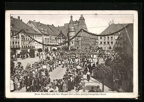 AK Hildburghausen, Die Dorfzeitung, Frau Rauschen und der Wagen des ersten Dorfzeitungsschreibers