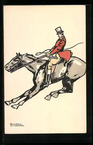 Künstler-AK sign. R. Vogl: Pferd streikt