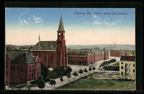 AK Oderberg Bhf., Kirche, Schule, Rathaus