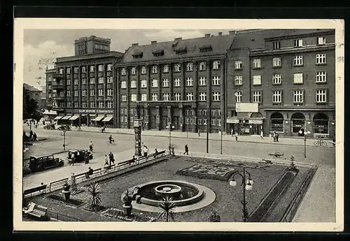 AK Mähr. Ostrau, Bahnhofstrasse mit Passanten