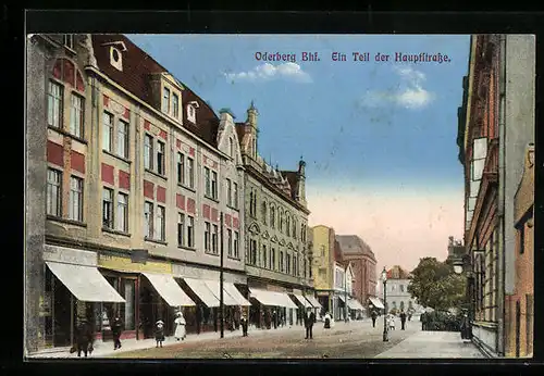 AK Oderberg, Bahnhof, Ein Teil der Hauptstrasse mit Geschäften