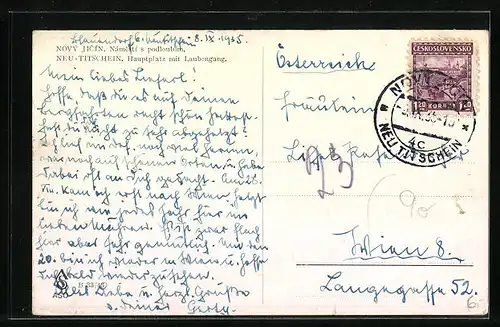 AK Neu-Titschein, Hauptplatz mit Laubengang