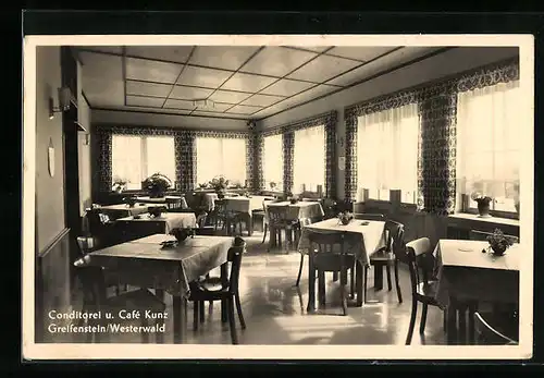 AK Greifenstein /Westerwald, Innenansicht von Conditorei u. Café Kunz