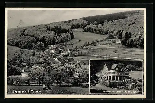 AK Brombach i. Taunus, Kurpension Haus Waldfriede, Ortsansicht aus der Vogelschau