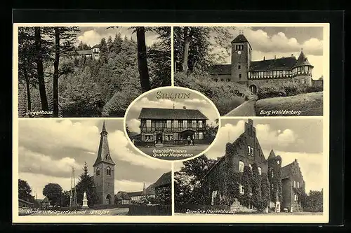 AK Sillium, Jägerhaus, Burg Wohldenberg, Domäne (Herrenhaus), Kirche u. Kriegerdenkmal, Geschäftshaus Gustav Hoppmann