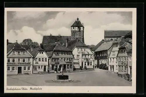 AK Bischofsheim /Rhön, Marktplatz mit Gasthaus zur frischen Quelle