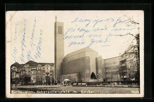 AK Berlin-Wilmersdorf, Hohenzollernplatz m. Kirche