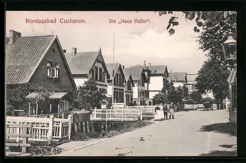 AK Cuxhaven, Neue Reihe-Strasse mit Wohnhäusern