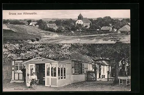 AK Altenwalde, Gasthaus zur Linde, Ortsansicht