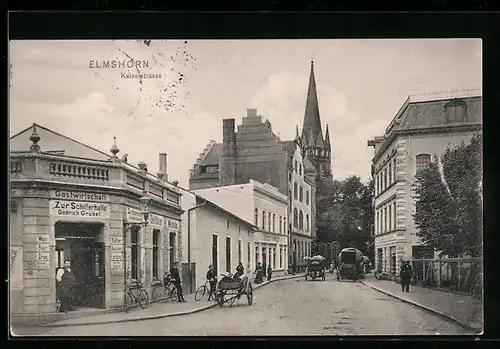 AK Elmshorn, Kaiserstrasse mit Gasthaus Zur Schifferhalle