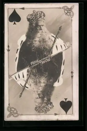 AK Schauspieler Pohl auf einer Spielkarte als Pik König