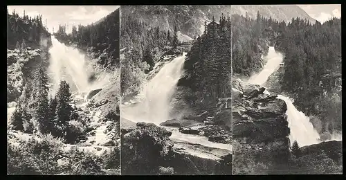 Klapp-AK Oberer, Unterer und Mittlerer Krimmler Wasserfall