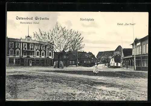 AK Grömitz, Hotel zur Post, Marktplatz, Hameisters Hotel