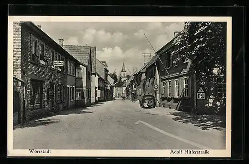 AK Wörrstadt, strasse mit Sattler und Polsterer Mangold