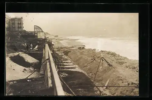 Foto-AK Westerland, Sturmflutschäden an der Strandpromenade, Unwetter