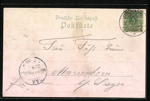 Lithographie Rauschenberg, Ortsansicht, Schlossbergthor