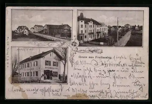 AK Freilassing, Ortsansicht mit Handlung G. Willi