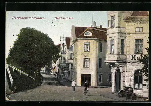 Relief-AK Cuxhaven, Deichstrasse mit Hotel