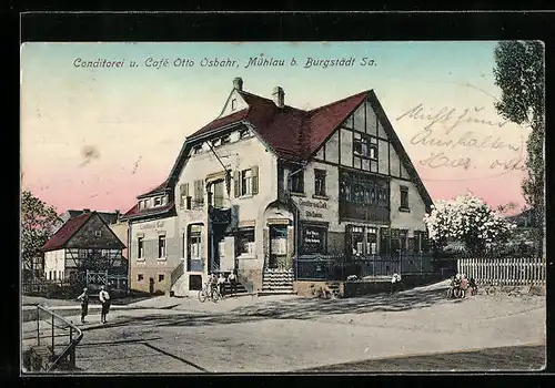 AK Mühlau b. Burgstädt, Café Otto Osbahr