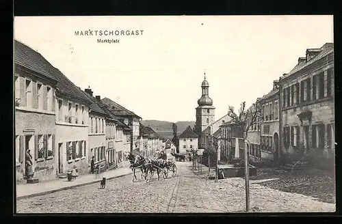 AK Marktschorgast, Marktplatz mit Geschäften