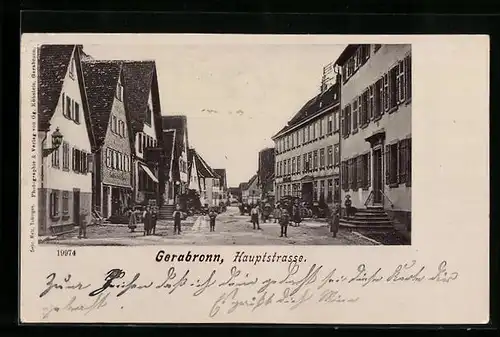 AK Gerabronn, Hauptstrasse mit Passanten