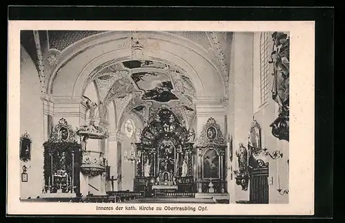 AK Obertraubling / Opf., Inneres der katholischen Kirche