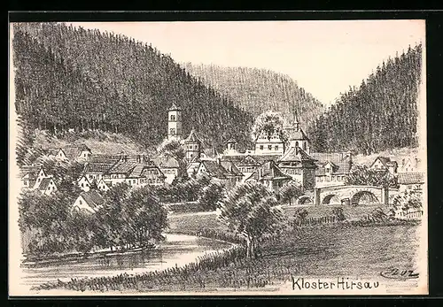AK Hirsau, Ortspartie mit Kloster Hirsau