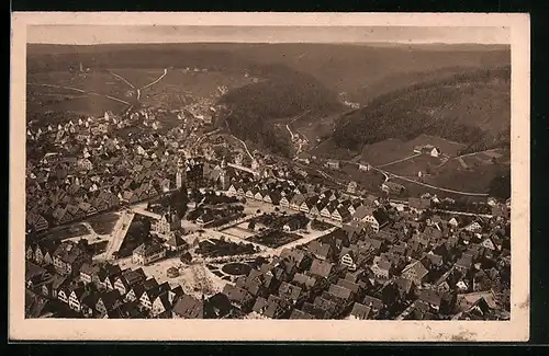 AK Freudenstadt, Ortsansicht vom Luftschiff aus gesehen