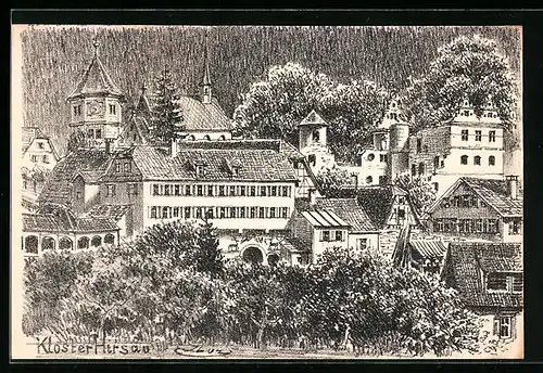 AK Hirsau, Ortspartie mit Kloster Hirsau