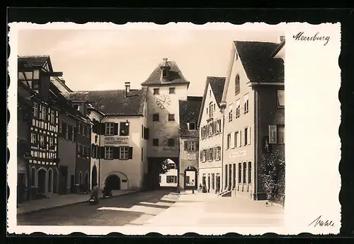 AK Meersburg, Strassenpartie, Hotel Schiff