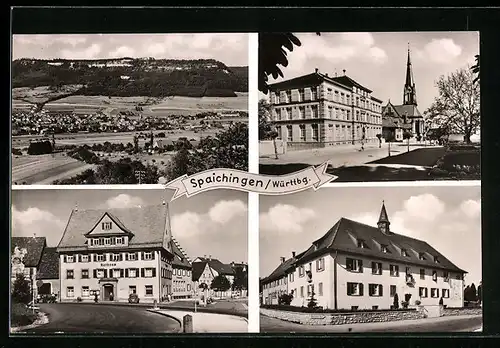 AK Spaichingen / Württ., Ortsansicht, Rathaus und Strassenpartie