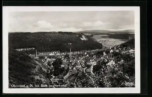 AK Oberndorf a. N., Ortsansicht mit Blick ins Neckartal