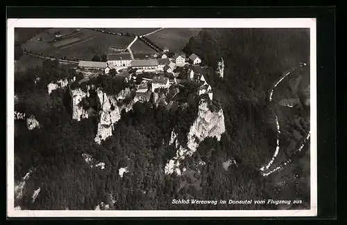AK Beuron, Schloss Werenwag im Donautal vom Flugzeug aus gesehen