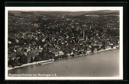 AK Überlingen a. B., Ortsansicht vom Flugzeug aus gesehen