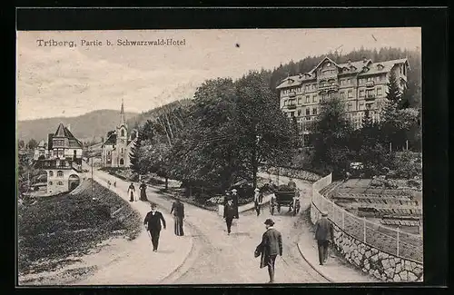 AK Triberg, Strassenpartie beim Schwarzwald-Hotel