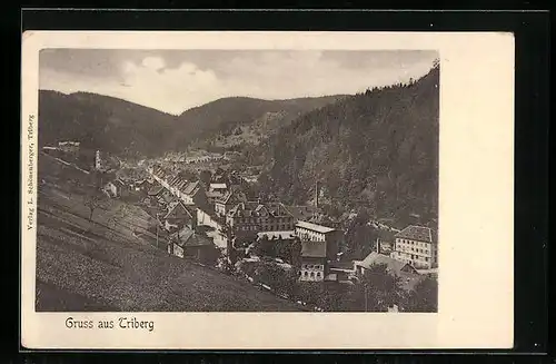 AK Triberg, Ortsansicht aus der Vogelschau