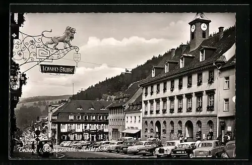 AK Triberg / Schwarzwald, Marktplatz mit Gasthaus Löwen-Stube