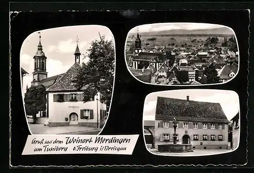 AK Merdingen, Ortsansicht, Rathaus und Gasthaus zur Sonne