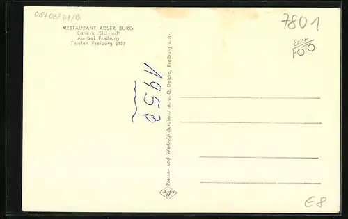 AK Au / Breisgau, Restaurant Adler Burg