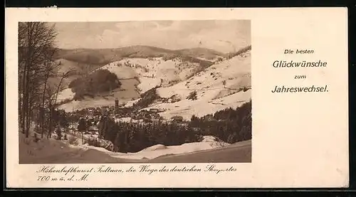 AK Todtnau, Ortsansicht aus der Vogelschau, Glückwünsche zum Jahreswechsel