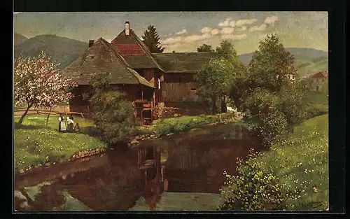 AK Schönau / Schwarzwald, Altes Haus an der Wiese