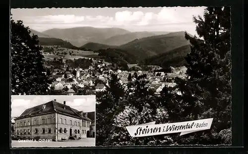 AK Steinen i. Wiesental, Gasthof zum Ochsen, Ortsansicht aus der Vogelschau